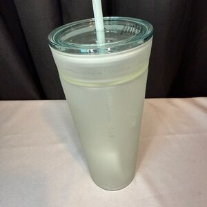Starbucks Frosted Double Wall Glass Tumbler with Straw 20 Oz.